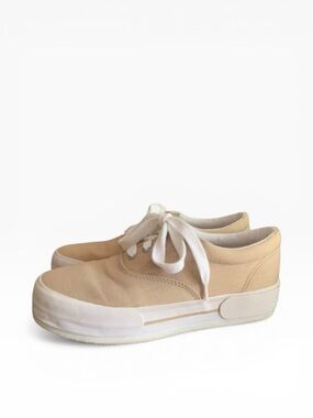 AE Brand American Eagle Canvas Platform Sneakers Tan Neutral Sz 7